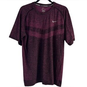 Nike Dri-fit Knit Running Men's Short Sleeve Maroon T-shirt XL EUC Activewear